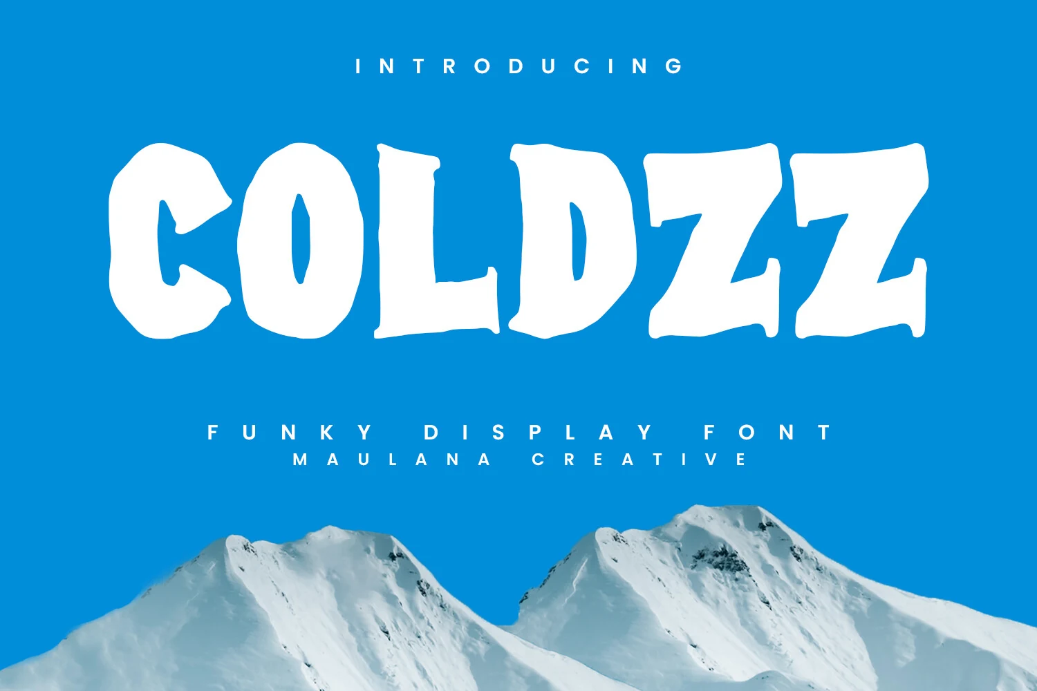 Coldzz Font preview with chunky white irregular display lettering