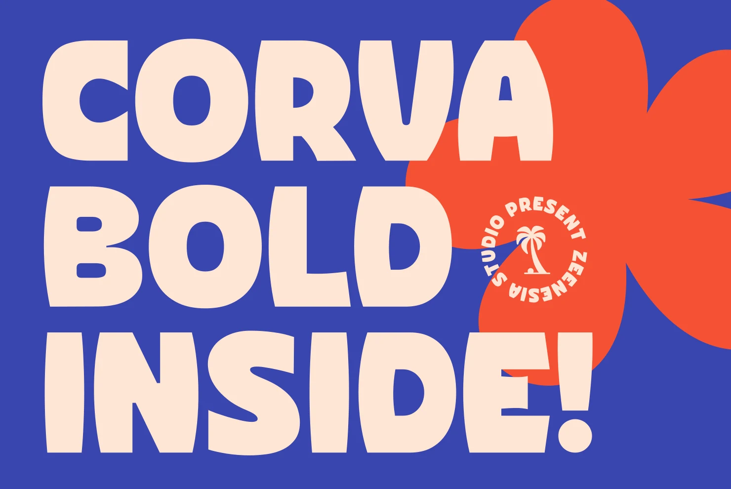 Corva Bold Inside Font preview with chunky cream rounded display lettering