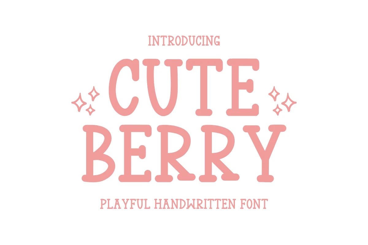Cute Berry Font preview with pink playful slab serif letters and rounded handdrawn strokes
