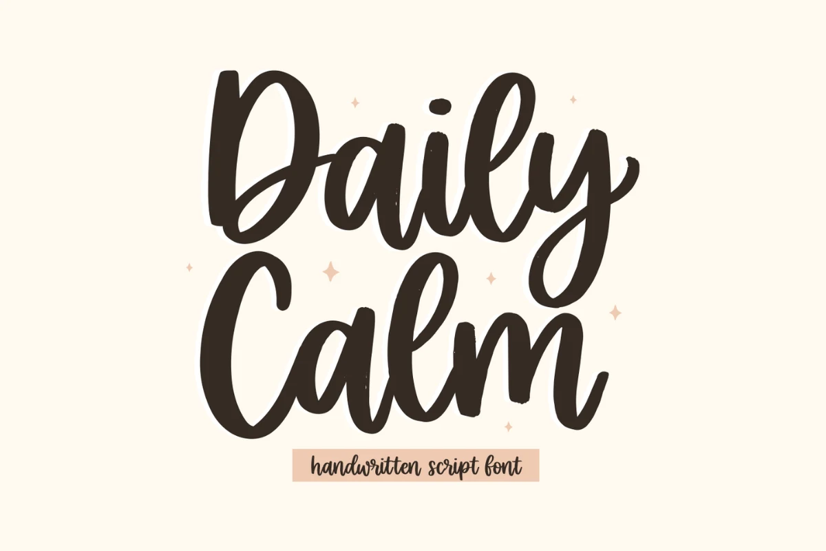 Daily Calm Font preview with thick rounded handwritten script and soft flowing letterforms