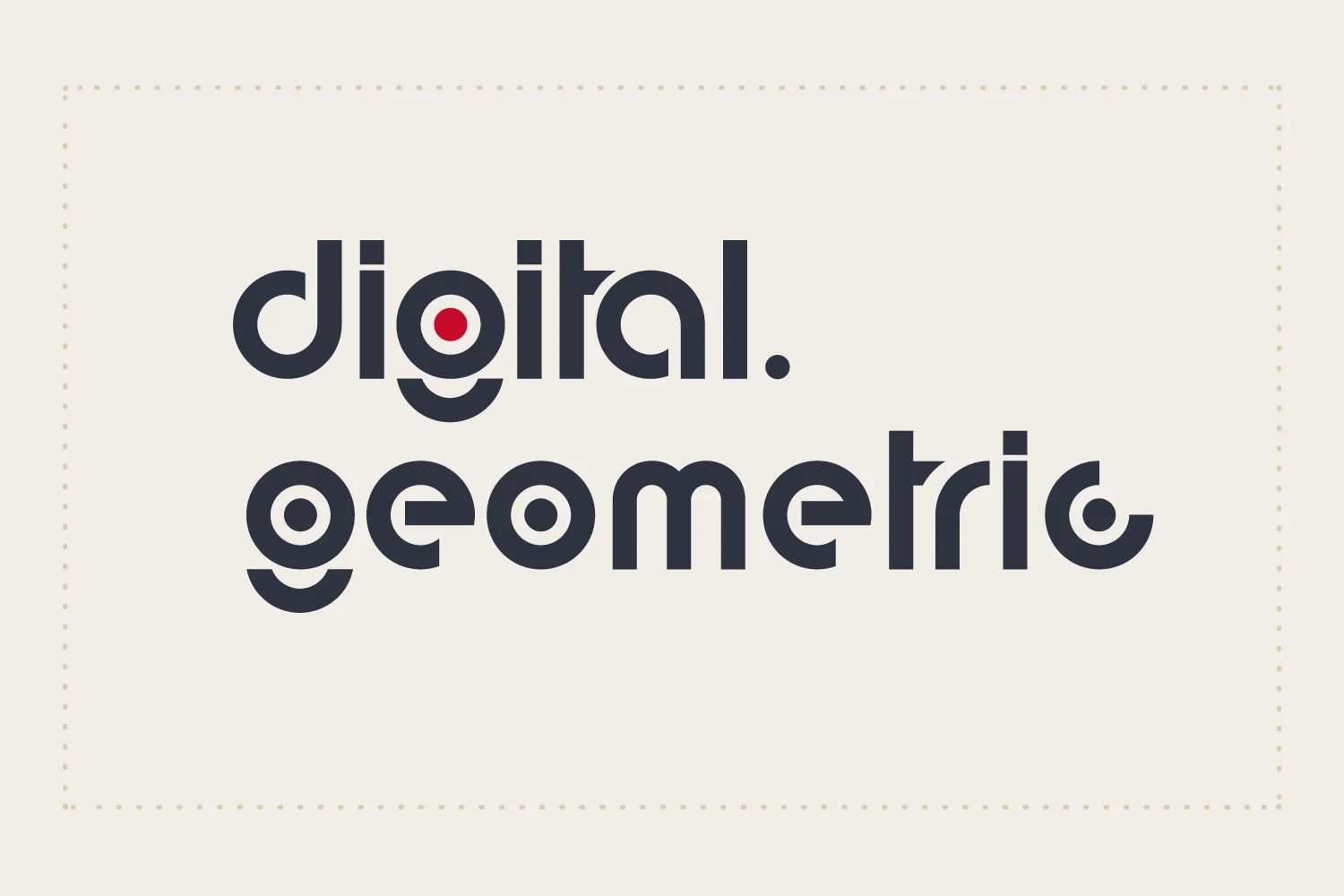 Digital Geometric Font preview with dark rounded techno lettering and circular cutouts