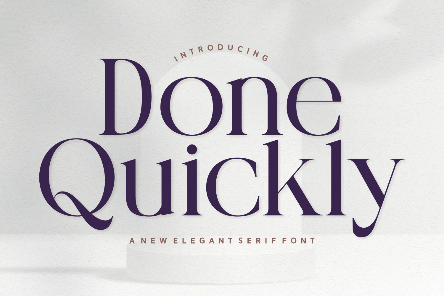 Done Quickly Font preview with high-contrast elegant serif lettering and soft curves