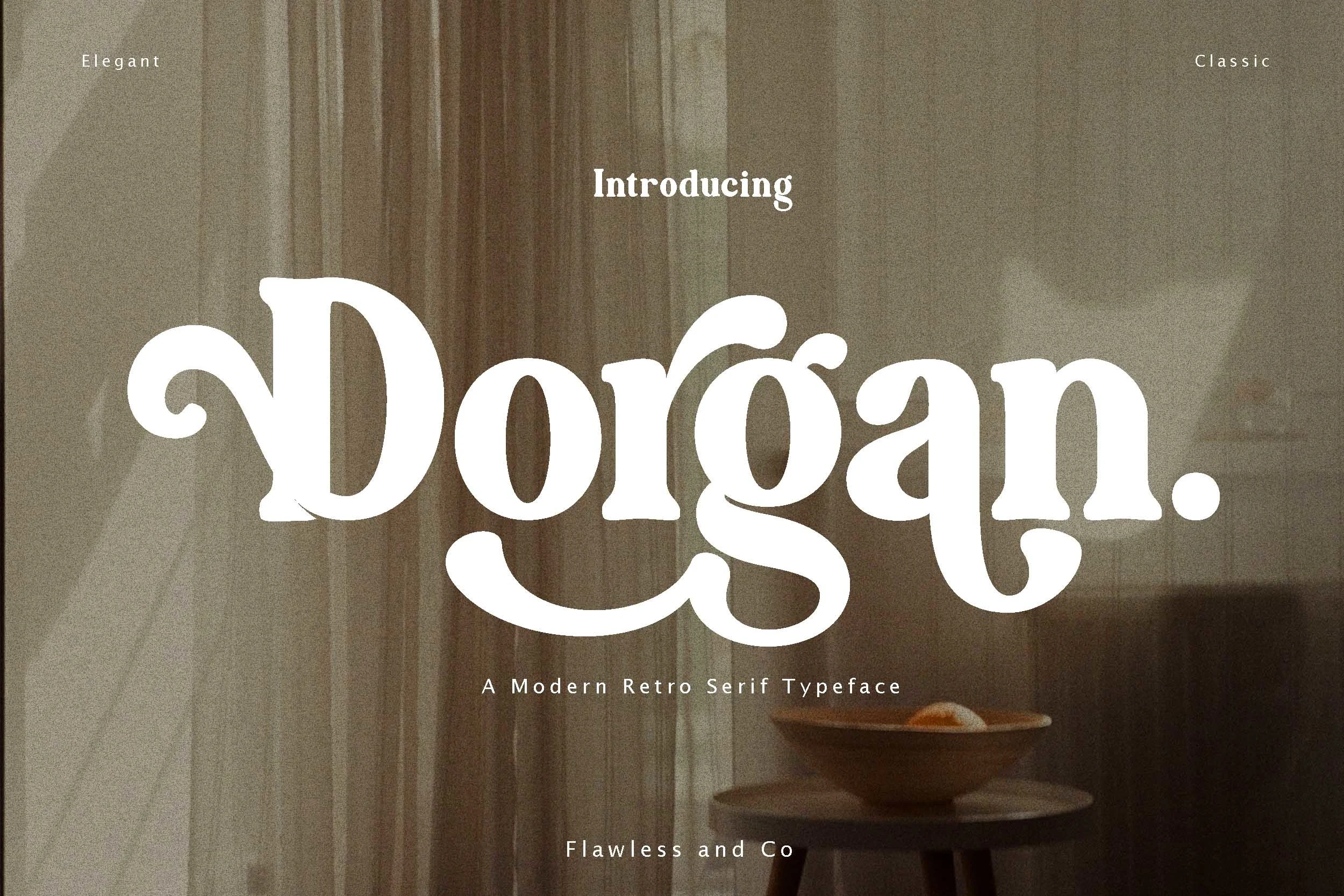 Dorgan Font preview with bold retro serif lettering and curved swash details