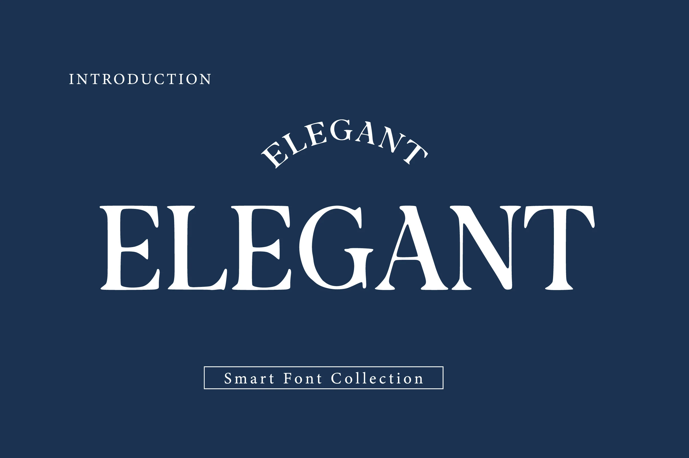 Elegant Font preview with white high-contrast serif lettering and rounded terminals