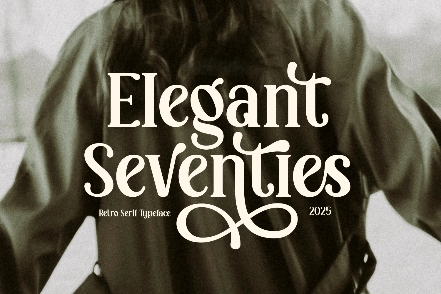 Elegant Seventies Font preview with retro serif lettering, high-contrast strokes, and playful swashes