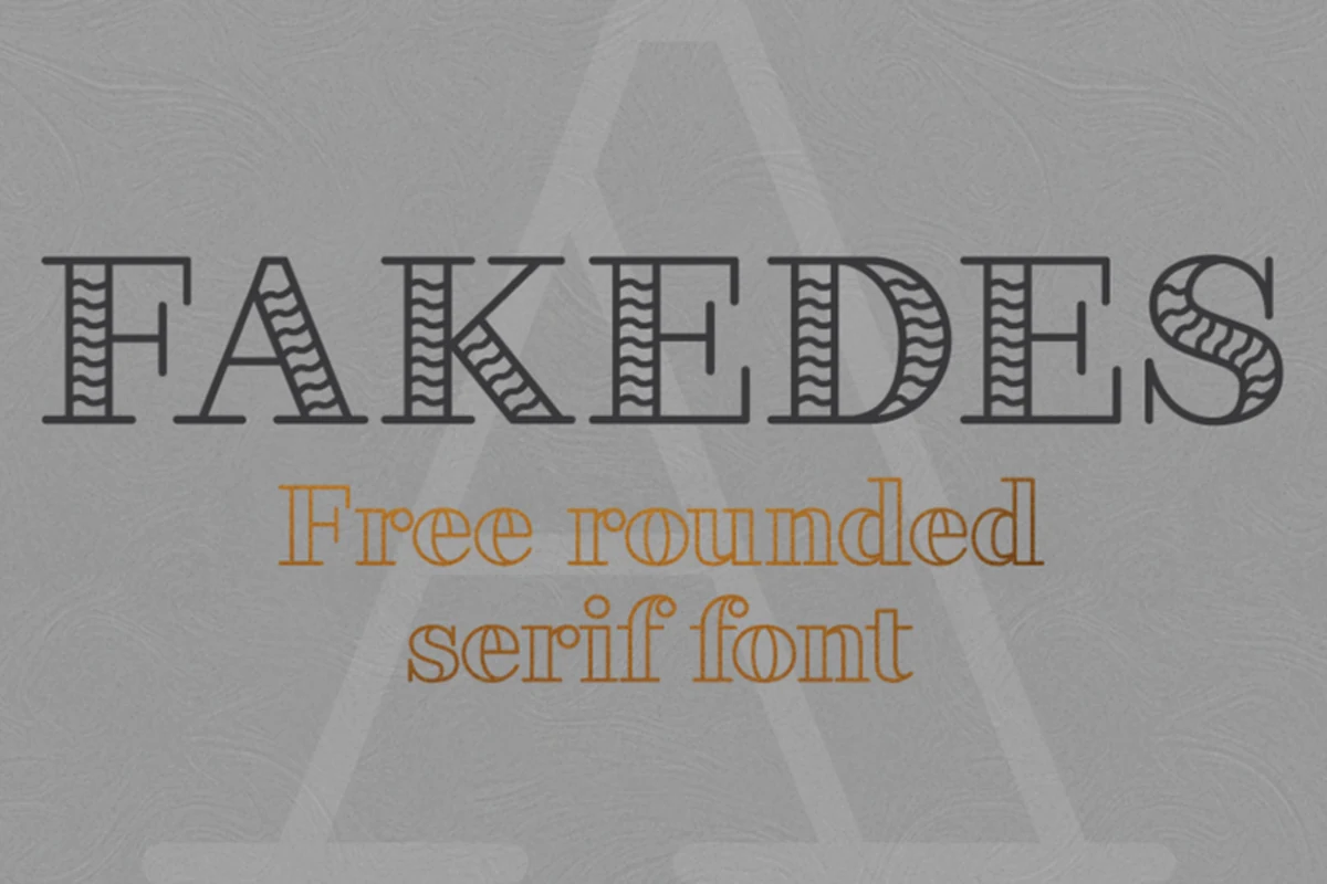Fakedes Font preview with outlined serif letters, rounded terminals, and wavy inline texture