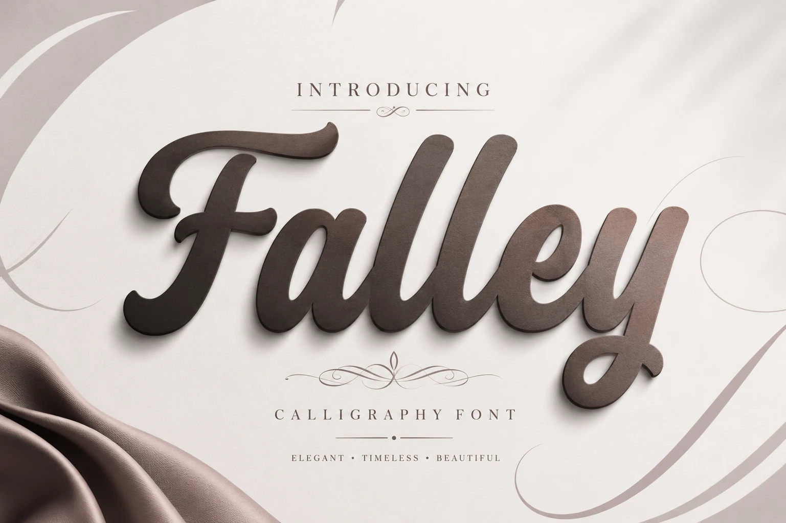 Falley Font dark brown bold calligraphy lettering with rounded strokes and a looped descender