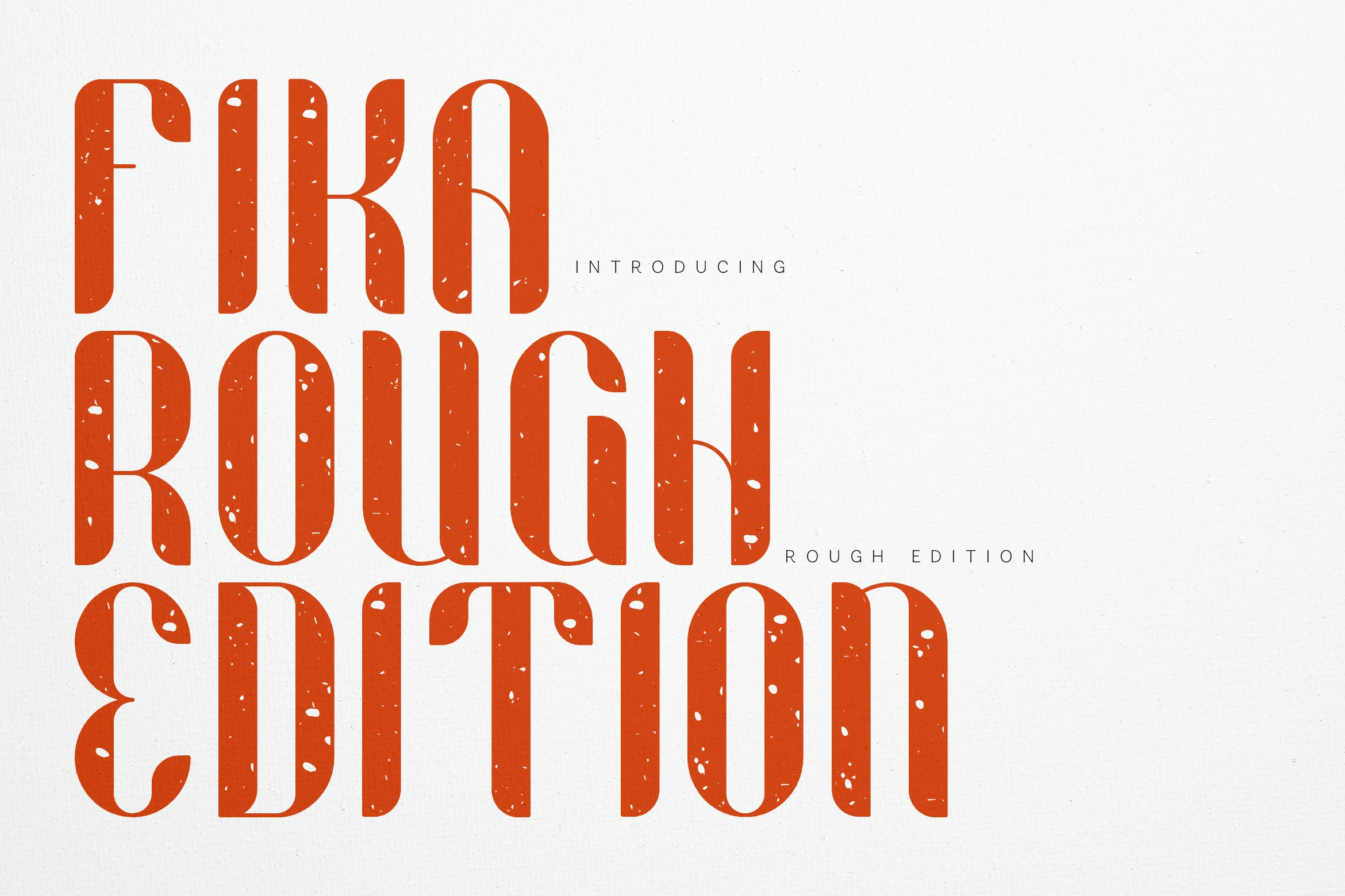 Fika Rough Font preview with tall distressed orange vintage lettering