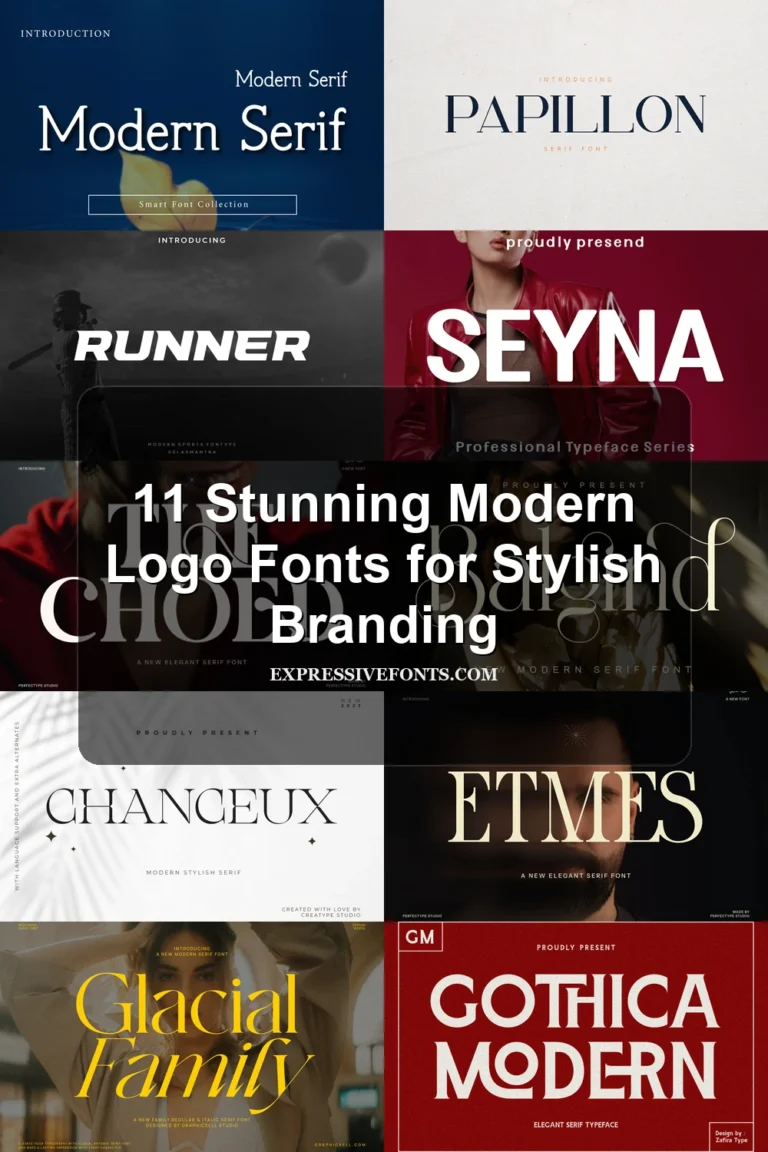 Preview collage of modern logo fonts from 11 Stunning Modern Logo Fonts for Stylish Branding