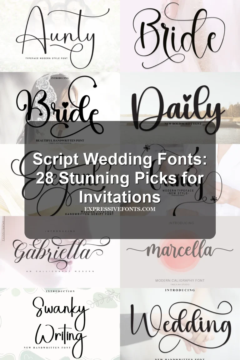Cover image for Script Wedding Fonts: 28 Stunning Picks for Invitations, showing previews of wedding script fonts from the article.