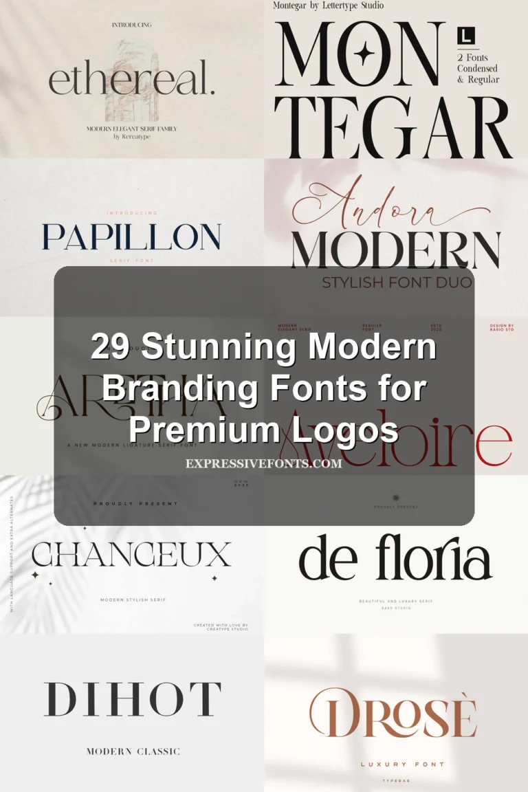 Featured image for 29 Stunning Modern Branding Fonts for Premium Logos with previews of fonts from the article