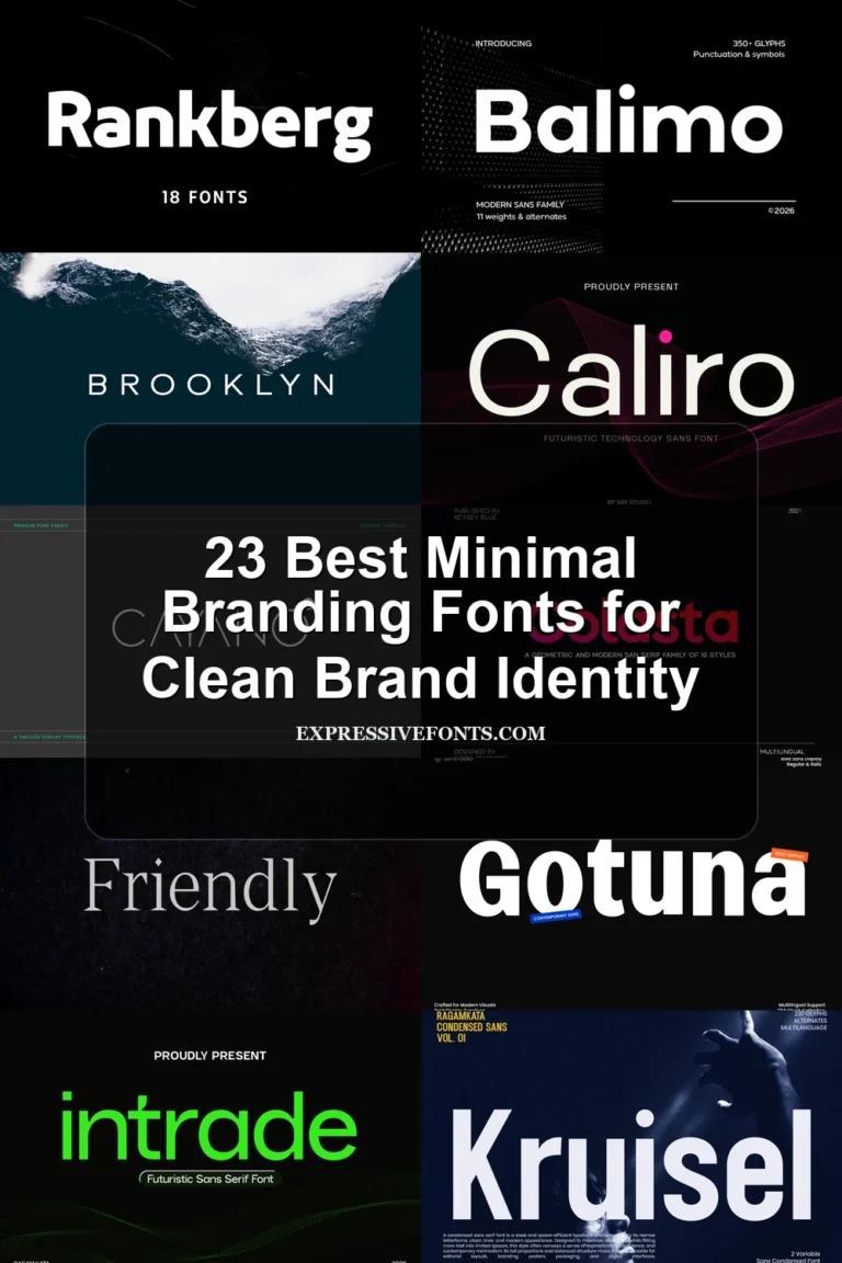 Preview collage of fonts from 23 Best Minimal Branding Fonts for Clean Brand Identity