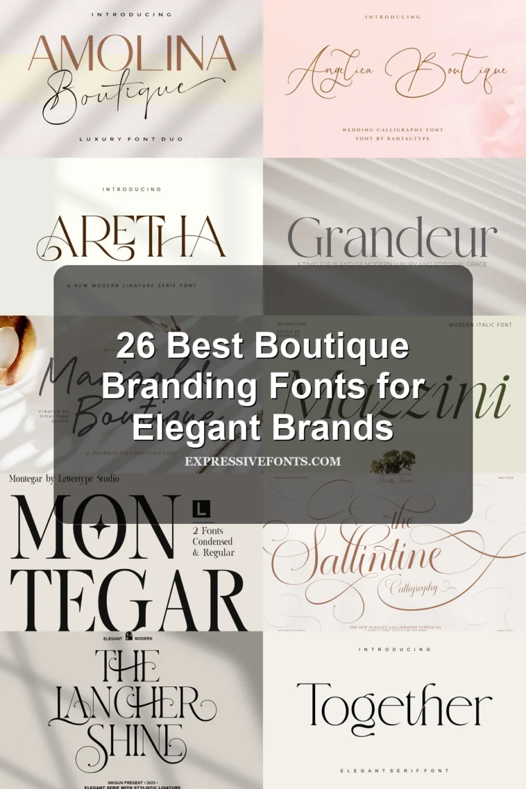 Cover image with preview samples of boutique branding fonts from 26 Best Boutique Branding Fonts for Elegant Brands.