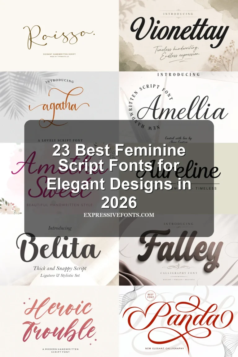 Preview collage of feminine script fonts from 23 Best Feminine Script Fonts for Elegant Designs in 2026