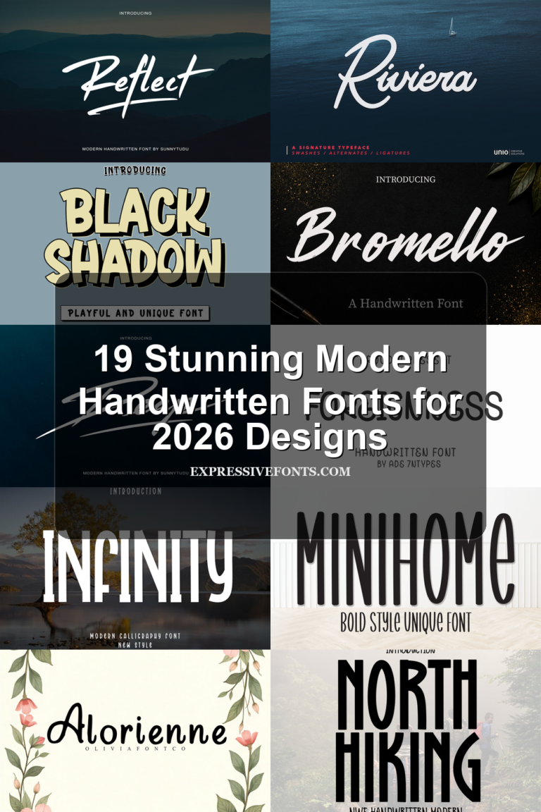 Cover preview for 19 Stunning Modern Handwritten Fonts for 2026 Designs showing font samples from the article.