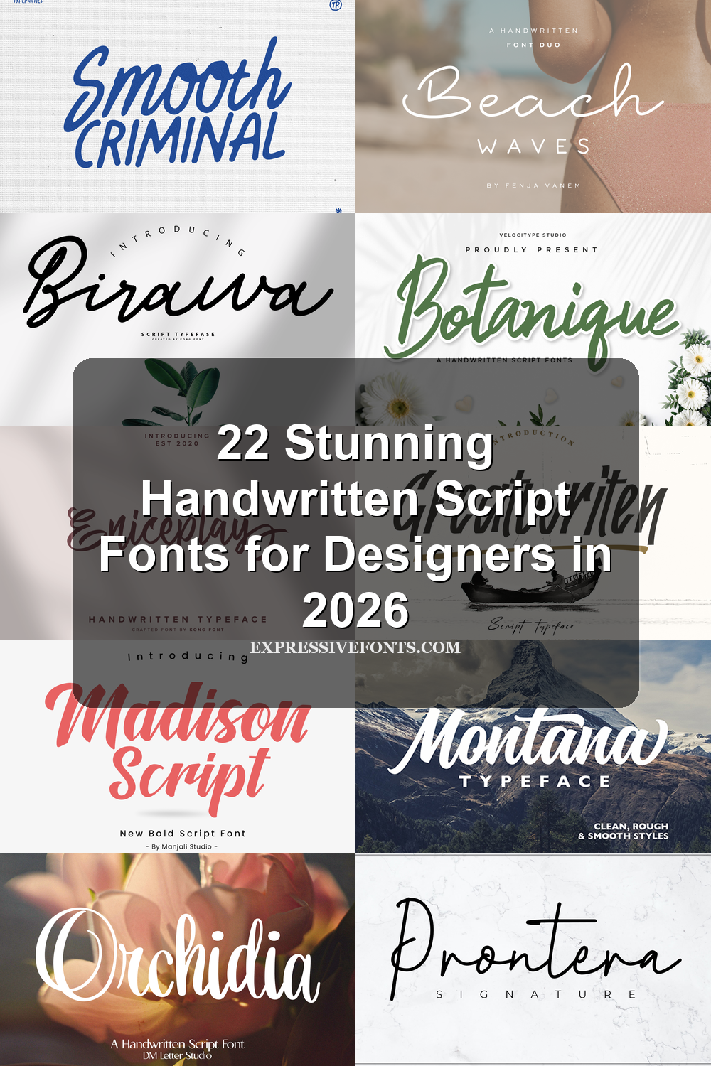 Cover image for 22 Stunning Handwritten Script Fonts for Designers in 2026 showing font previews from the article