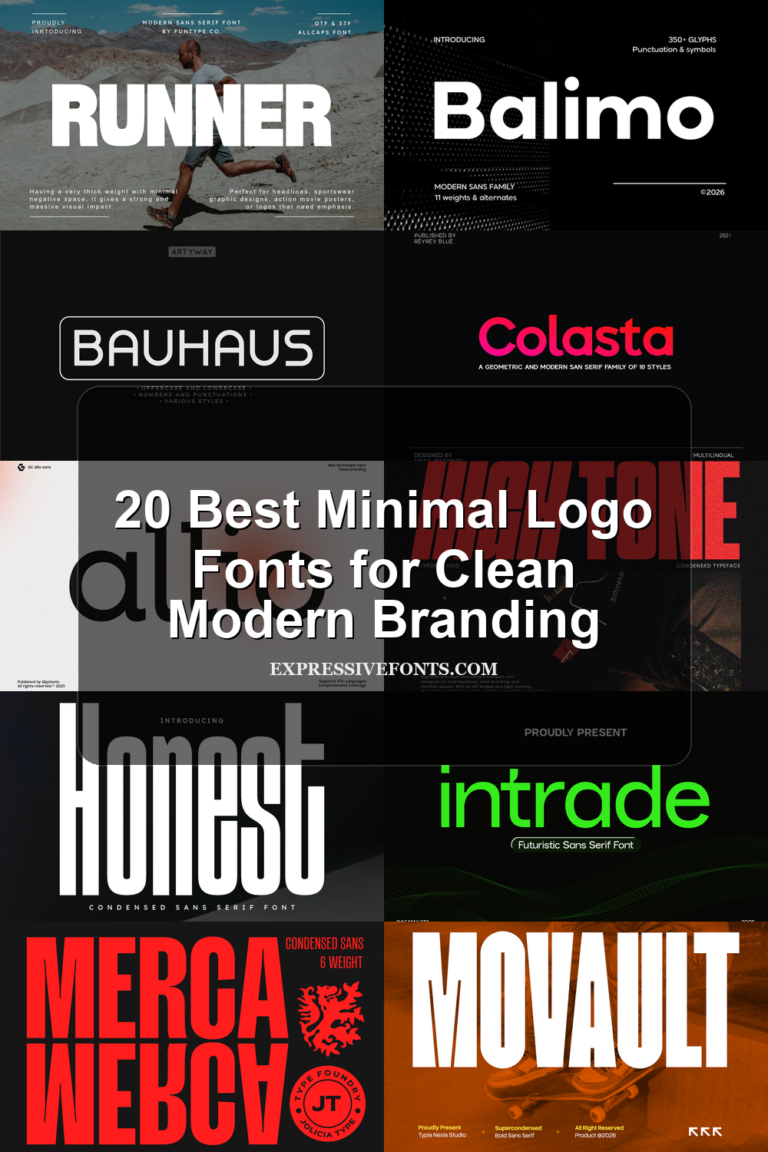 Preview of Minimal Logo Fonts with clean font samples from 20 Best Minimal Logo Fonts for Clean Modern Branding