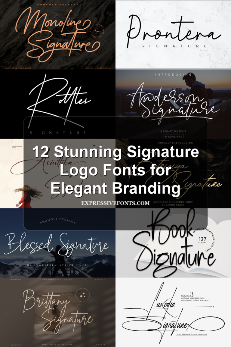 Preview of signature font styles from 12 Stunning Signature Logo Fonts for Elegant Branding