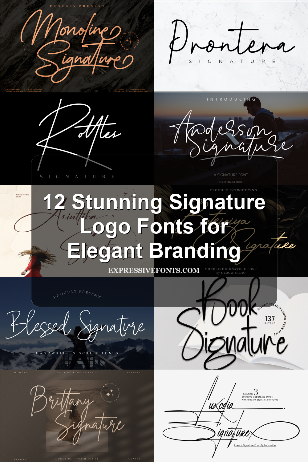 Preview of signature font styles from 12 Stunning Signature Logo Fonts for Elegant Branding