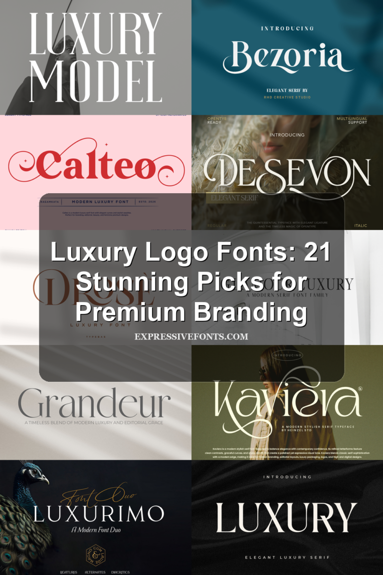 Cover image showing previews of luxury logo fonts from Luxury Logo Fonts: 21 Stunning Picks for Premium Branding