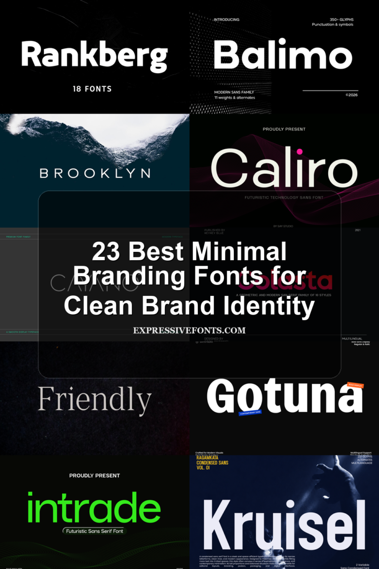 Preview collage of fonts from 23 Best Minimal Branding Fonts for Clean Brand Identity