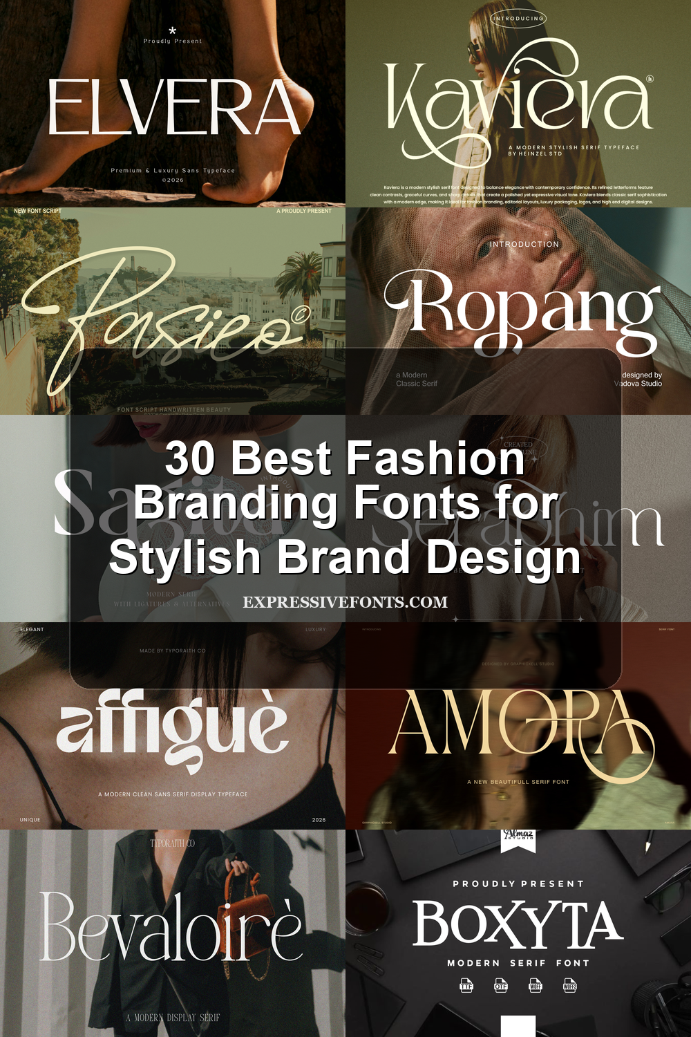 Cover image for 30 Best Fashion Branding Fonts for Stylish Brand Design with previews of fonts from the article