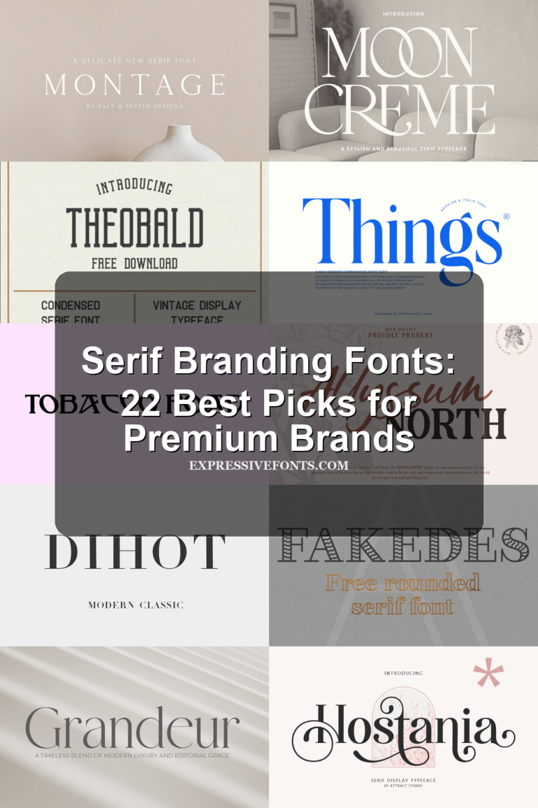 Preview collage of serif font samples from 22 Best Serif Branding Fonts for Premium Brand Design