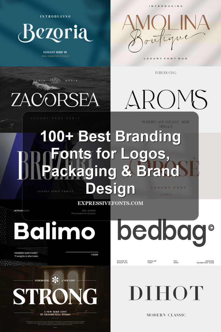 100+ Best Branding Fonts for logos, packaging, luxury branding, beauty brands, and modern brand design