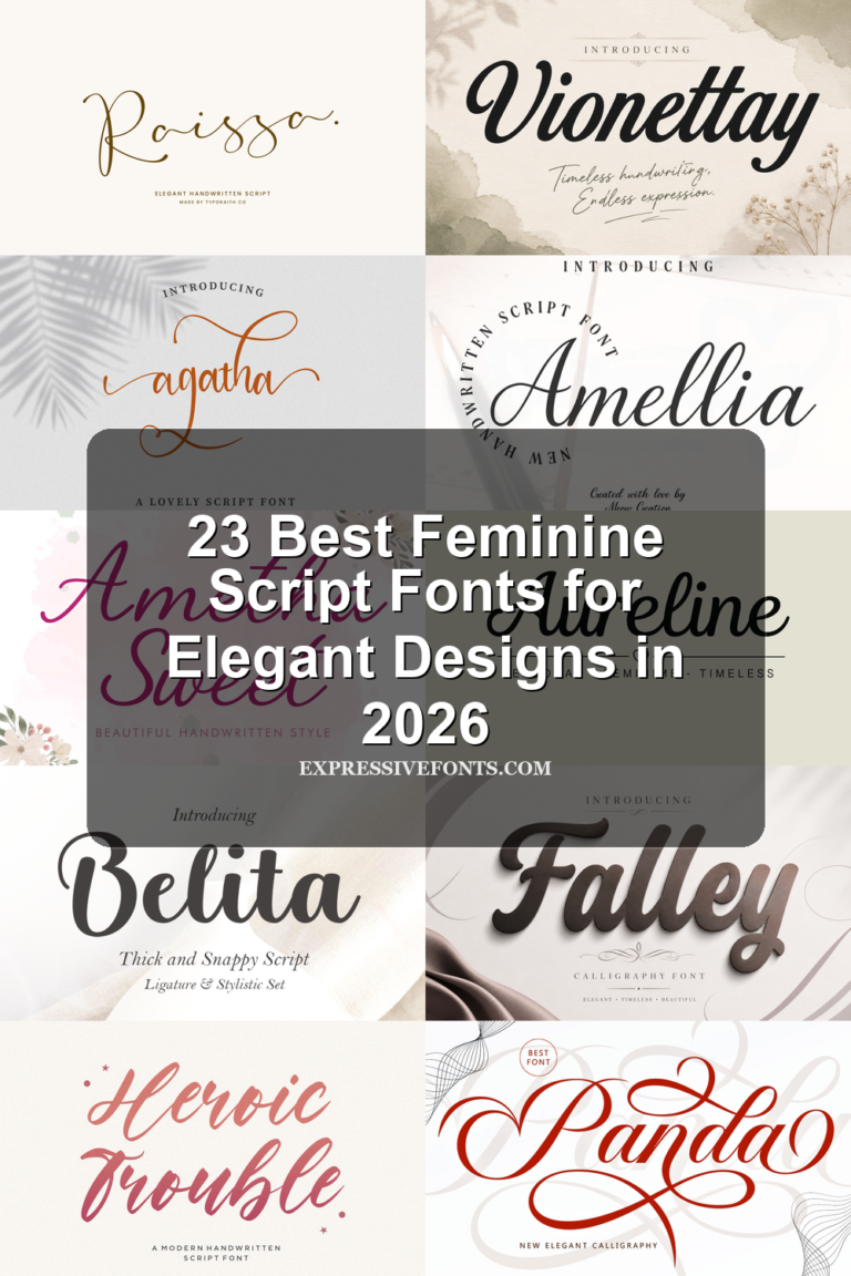 Preview collage of feminine script fonts from 23 Best Feminine Script Fonts for Elegant Designs in 2026