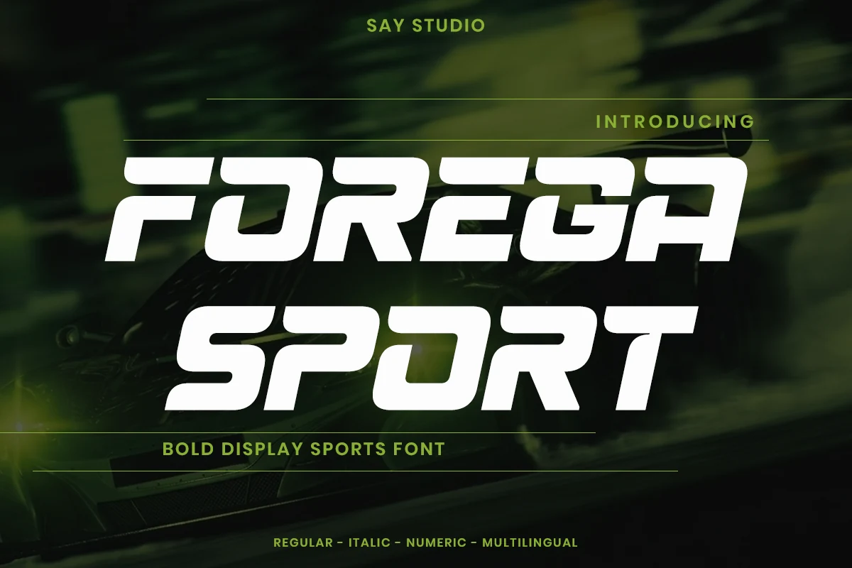 Forega Sport Font bold italic sports display lettering with aerodynamic cuts