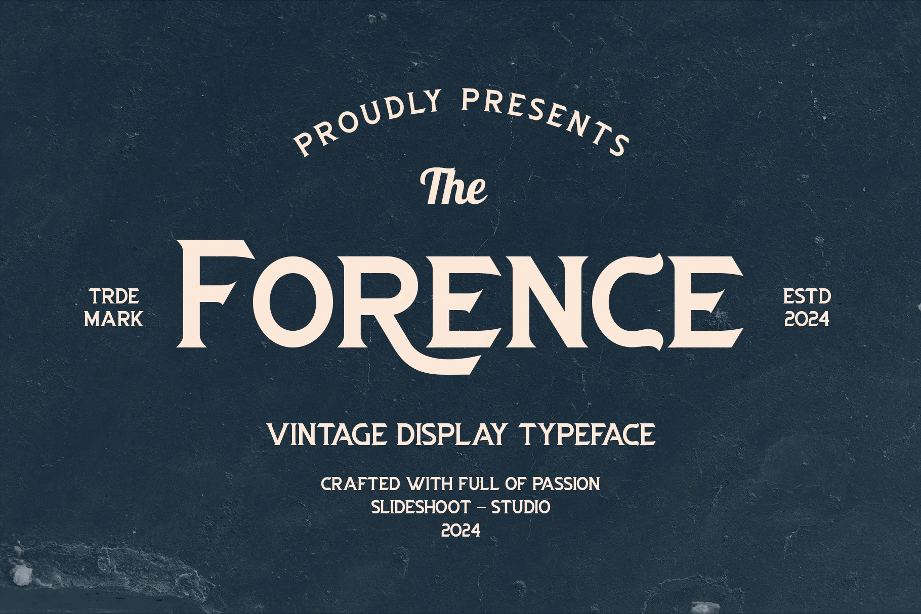 Forence Font cream vintage display serif lettering with flared serifs and curved alternates