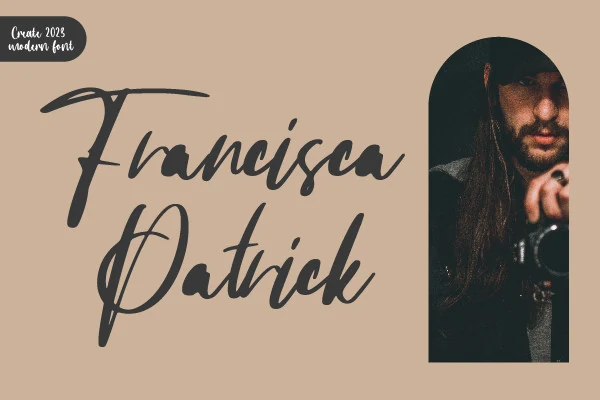 Francisca Patrick Font preview with bold textured handwritten script and tall swashed capitals