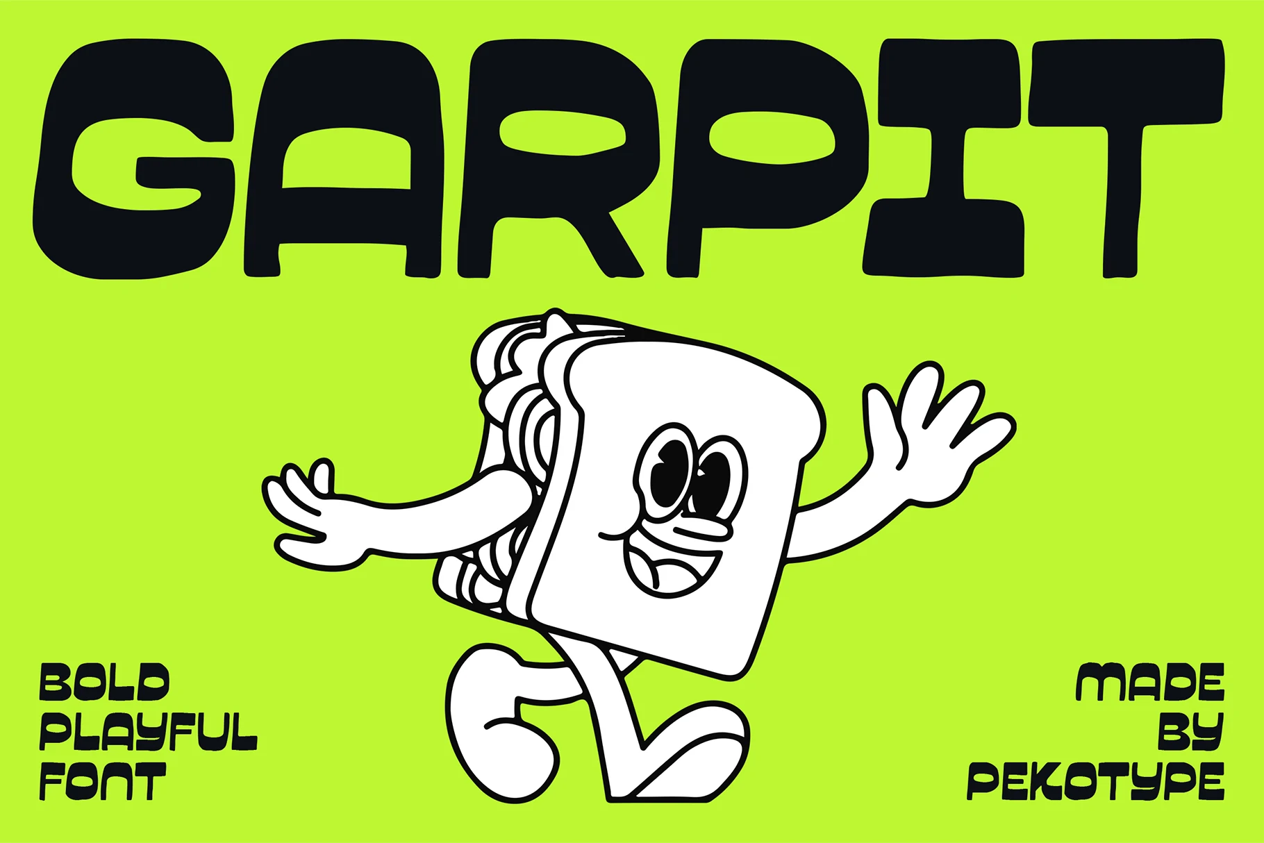 Garpit Font bold playful all-caps display lettering with chunky black shapes
