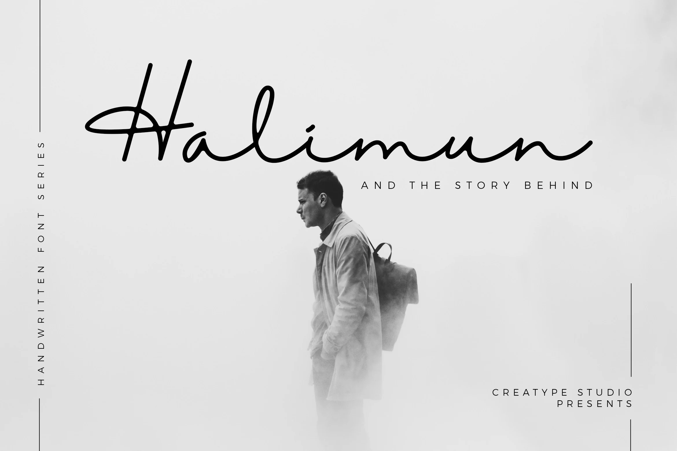 Halimun Font preview in black monoline handwritten script with tall stems and smooth connected letters