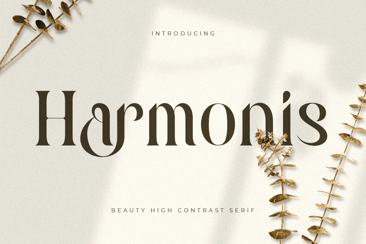 Harmonis Font preview with elegant high-contrast serif lettering and sculpted curved terminals
