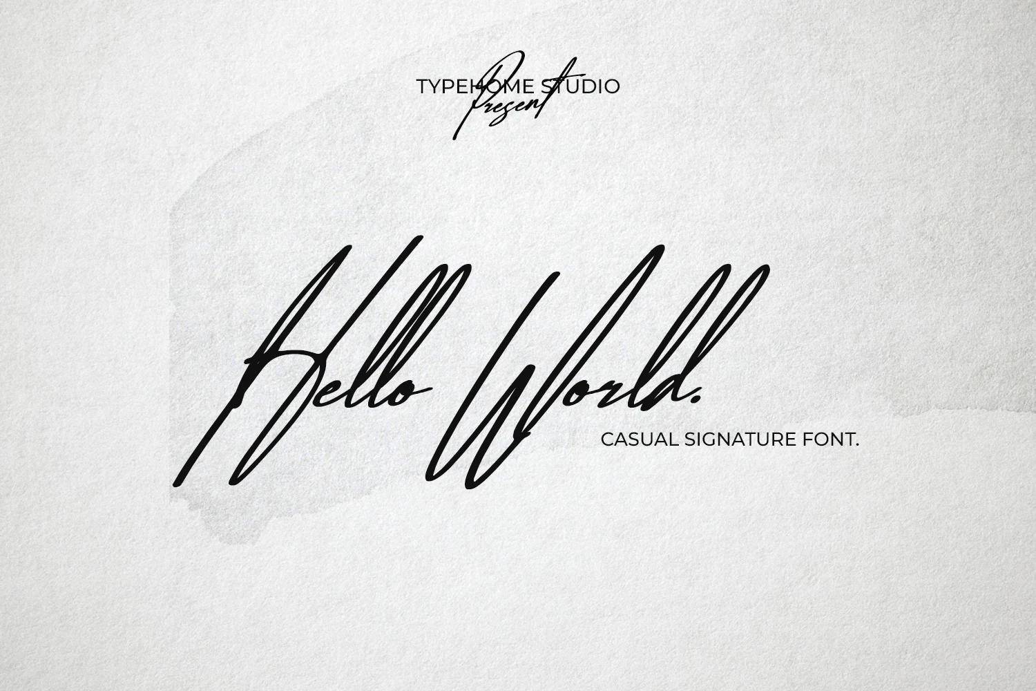 Hello World Font preview showing black casual signature script with tall angular loops and narrow strokes