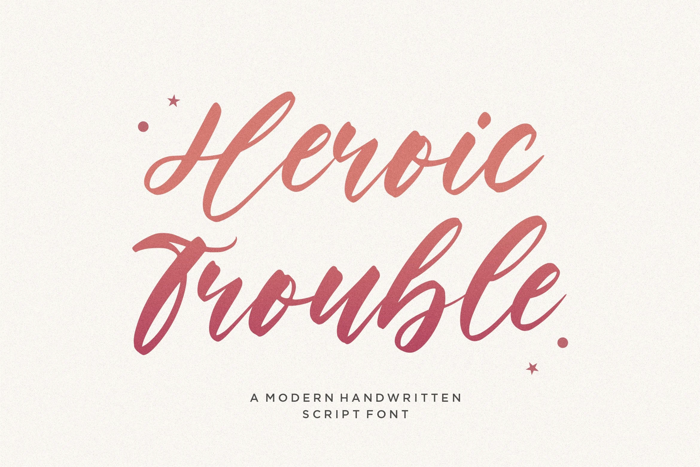 Heroic Trouble Script Font pink handwritten script lettering with flowing loops and brush-like strokes