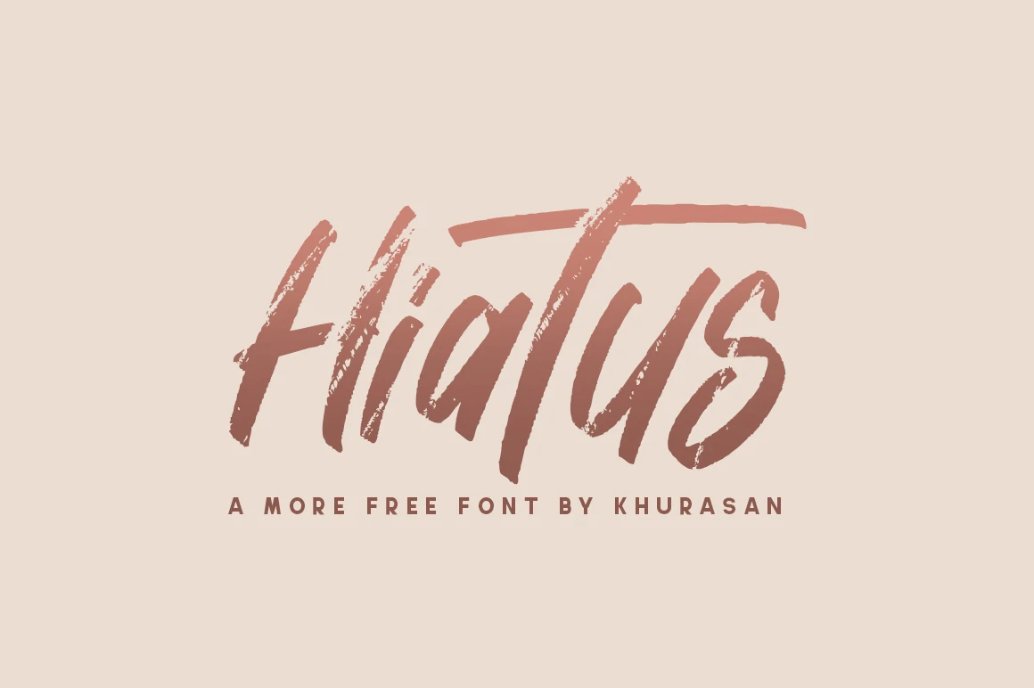 Hiatus Font preview in dusty rose brush lettering with rough textured strokes