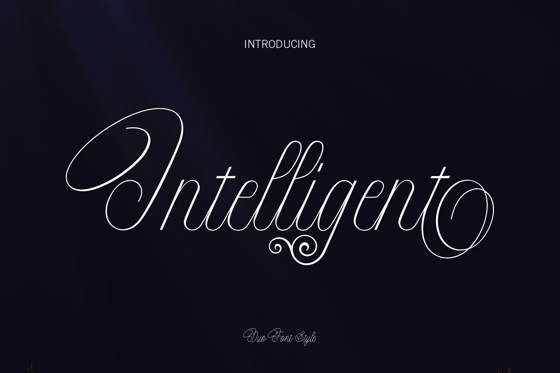 Intelligent Font preview with thin white script, large looping swashes, and delicate calligraphy curves