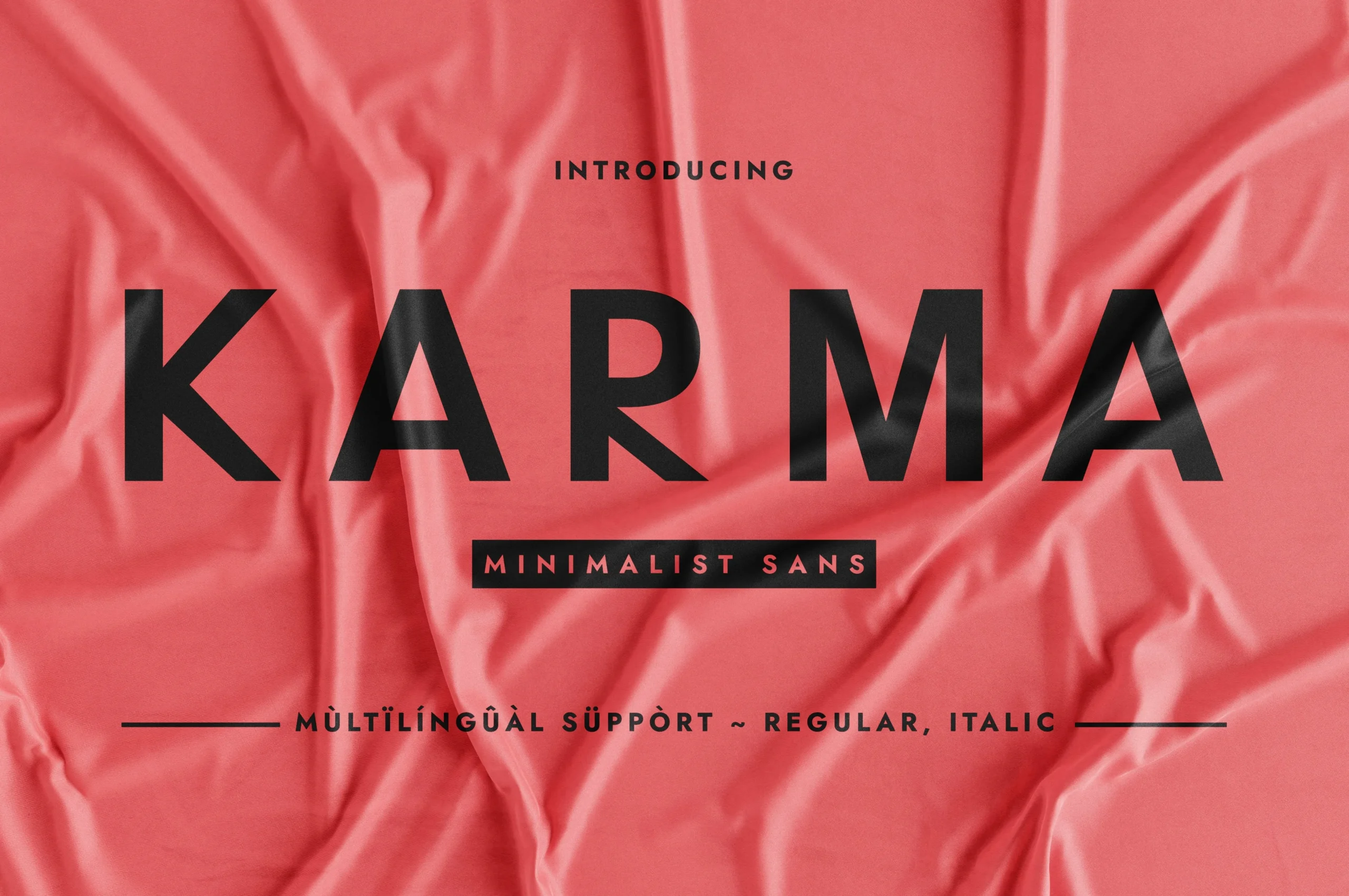 Karma Font preview with bold black minimalist sans serif lettering