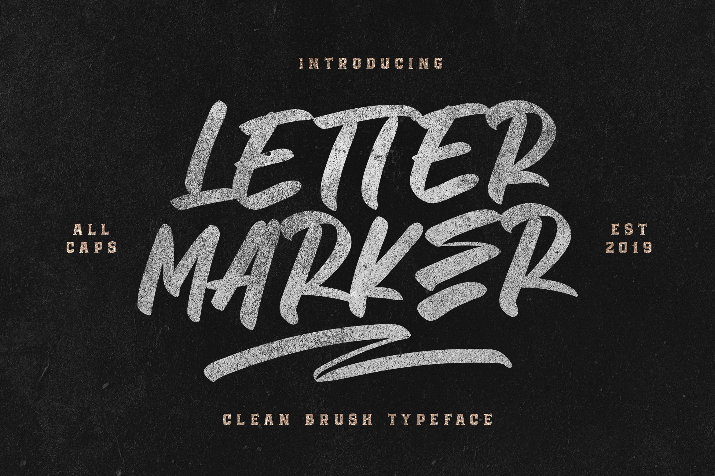 Letter Marker Font preview with textured all-caps brush lettering