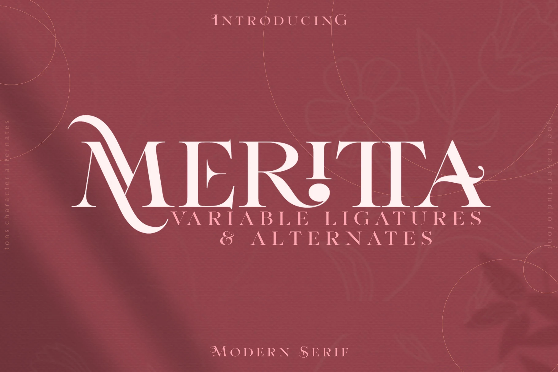 Meritta Font preview with elegant high-contrast serif lettering and sweeping swash details