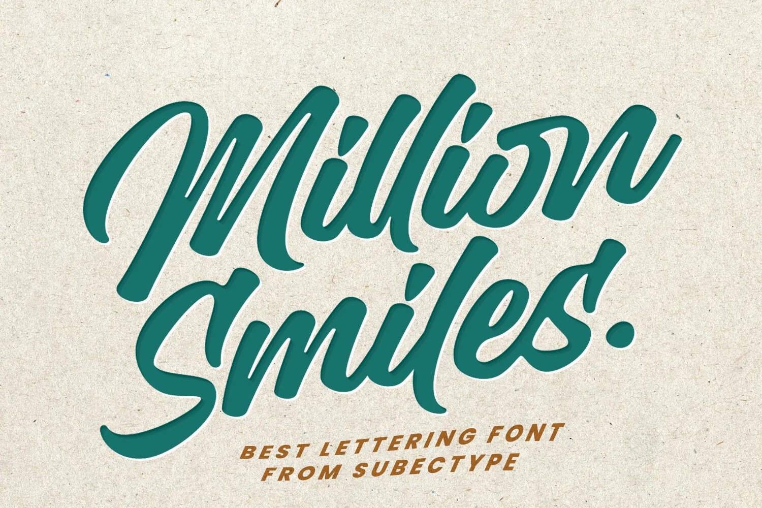 Million Smiles Font preview with teal bold hand-lettered script and rounded connected strokes