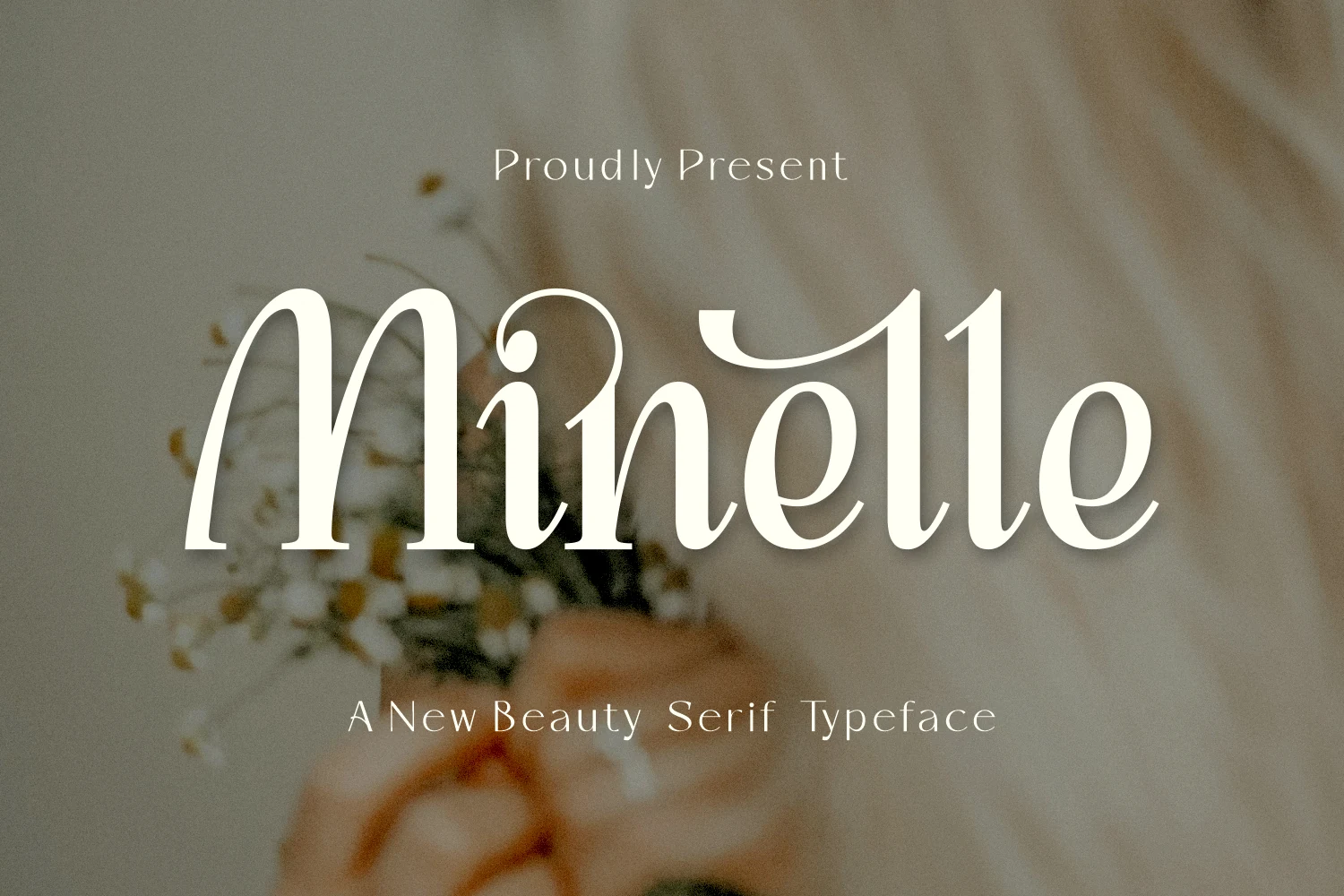 Minelle Font preview with elegant serif lettering and soft sweeping curves