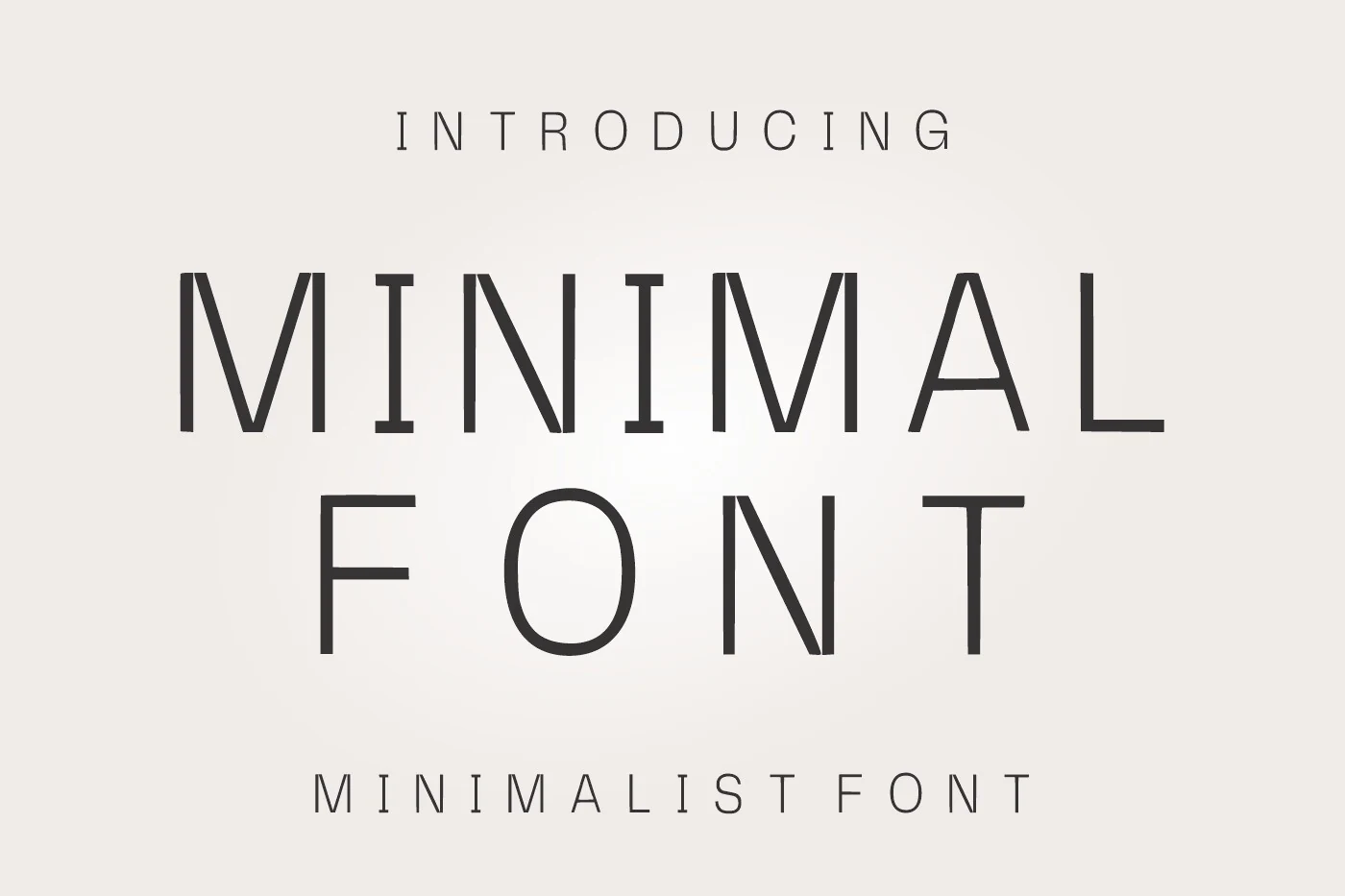 Minimal Font preview with slim geometric white sans serif lettering