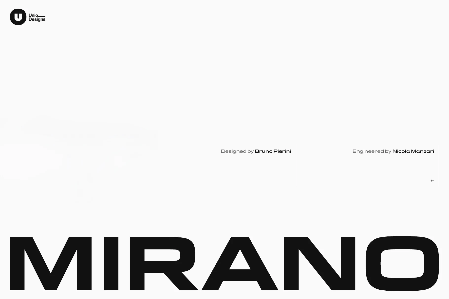Mirano Extended Font preview with wide black uppercase geometric lettering and automotive styling