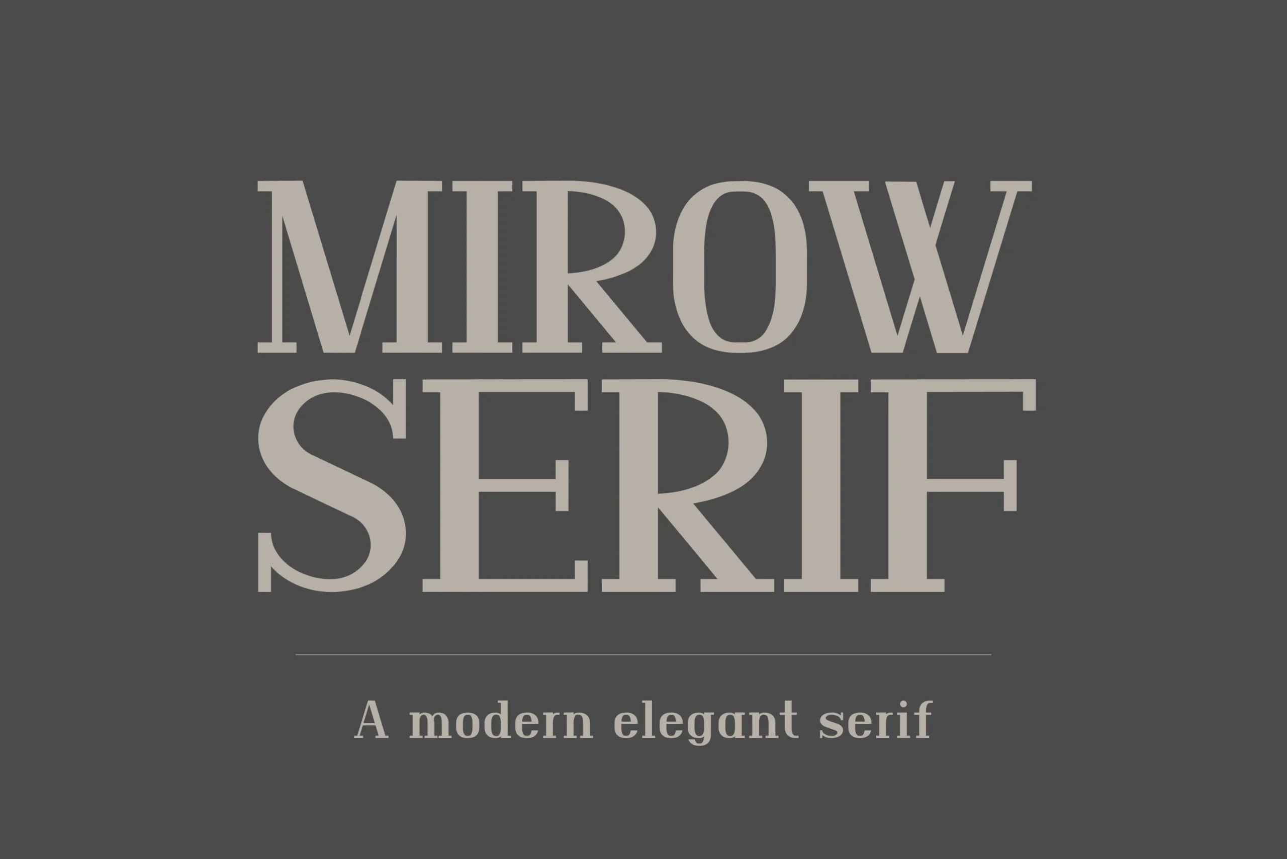 Mirow Serif Font preview with all-caps high-contrast serif lettering in light beige