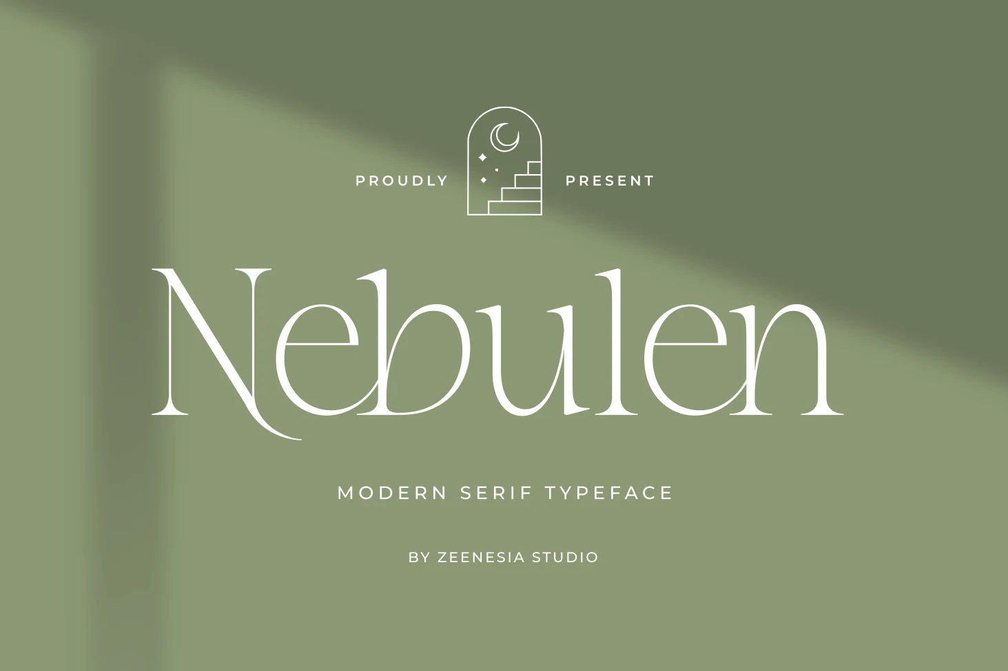 Nebulen Font preview with delicate high-contrast serif lettering and elongated curves