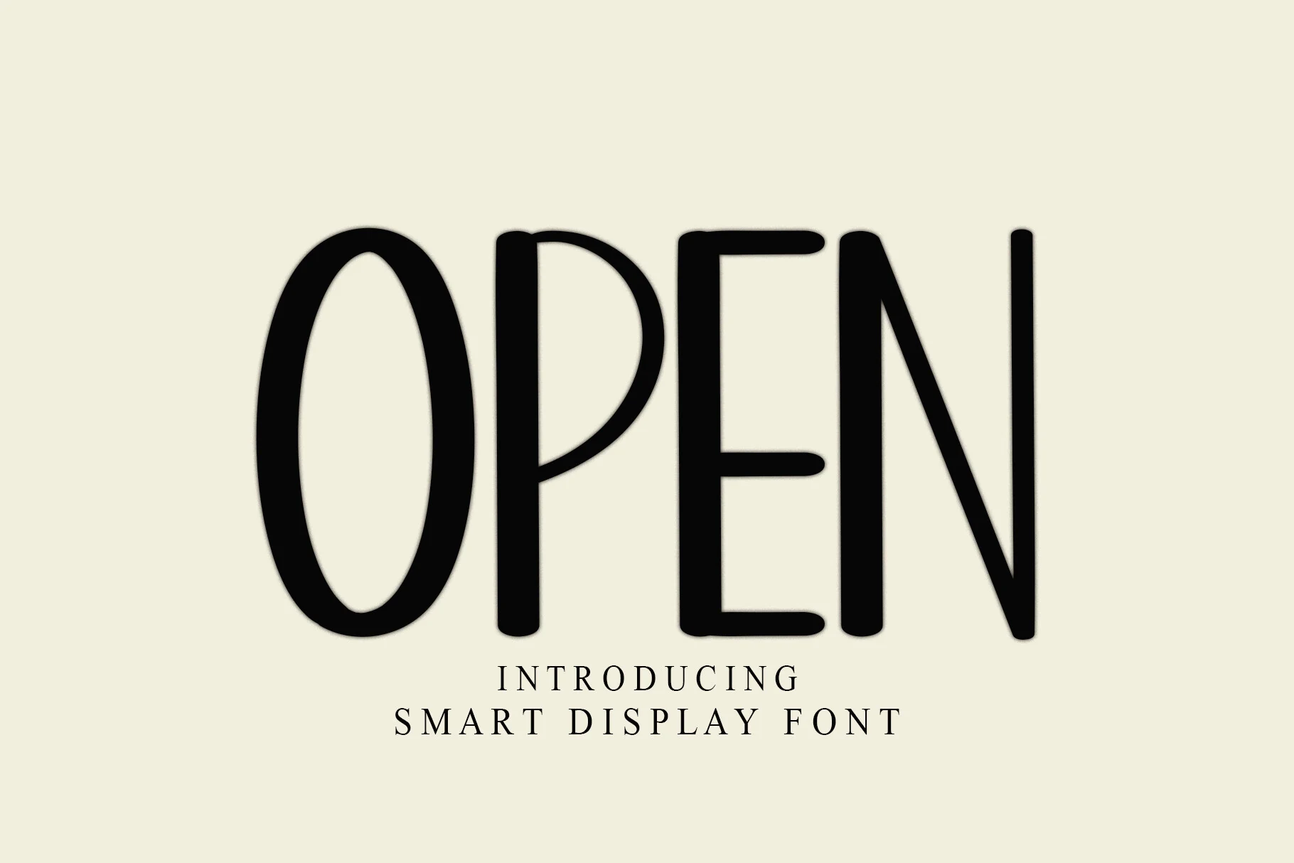 Open Font preview in tall black handwritten lettering with narrow rounded strokes