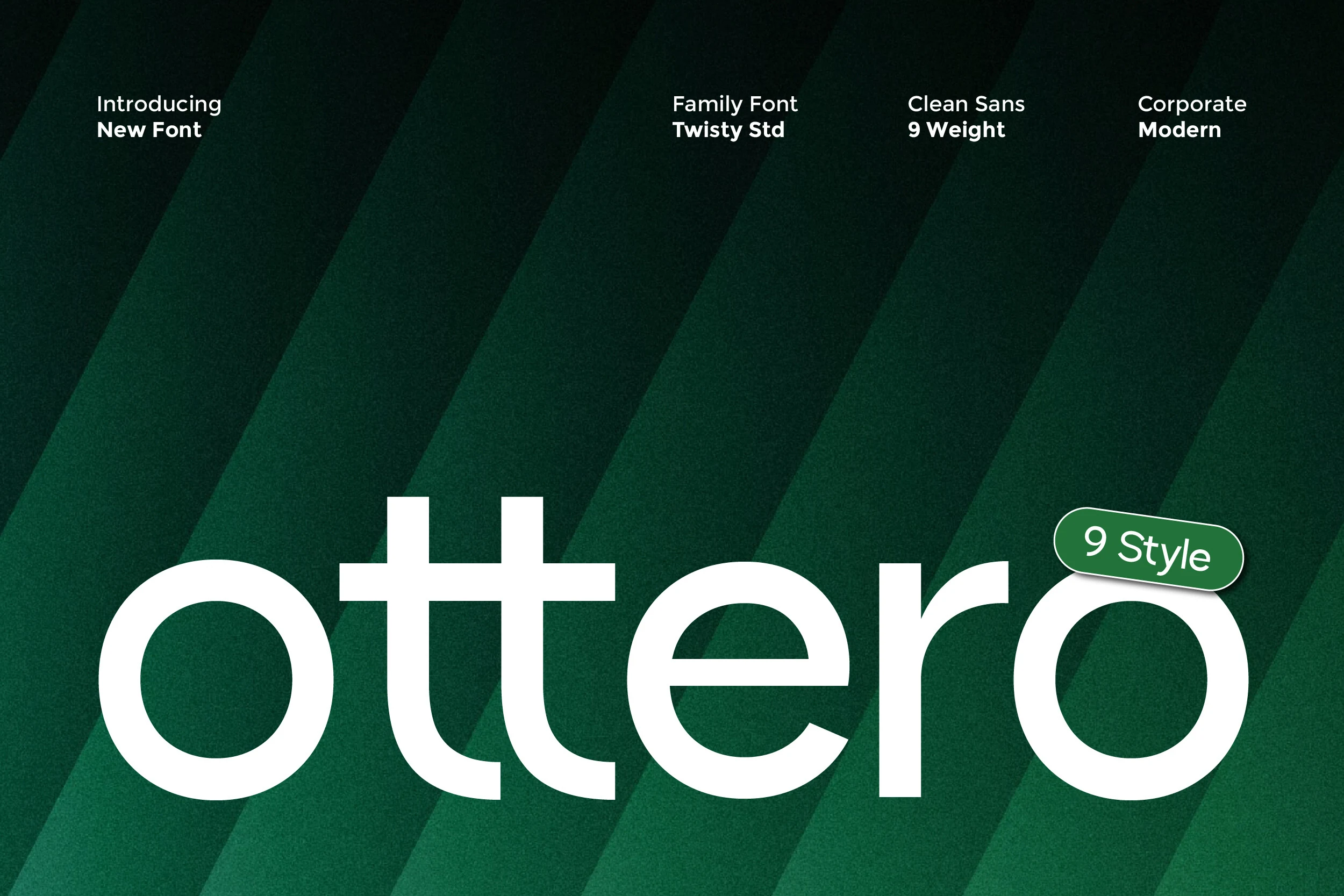 Ottero Font preview with rounded white lowercase sans serif lettering